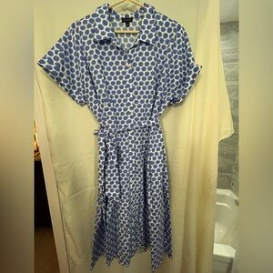 Talbots Blue and White Floral Midi Dress